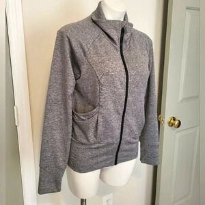 Lucy Full Zipper Active Wear Gray Jacket with Pockets(M)